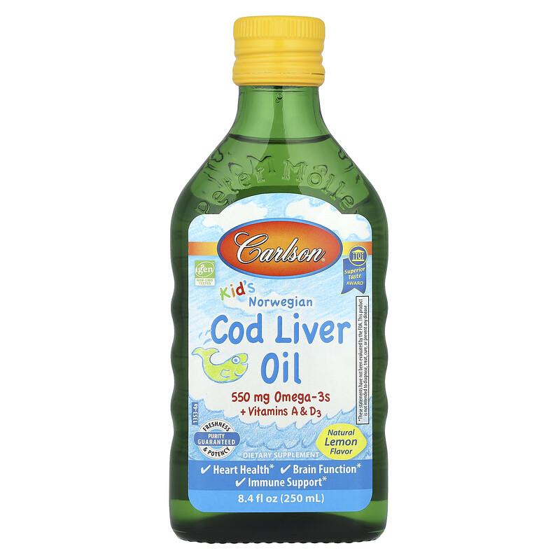Kid's, Norwegian Cod Liver Oil, Natural Lemon, 8.4 fl oz (250 ml)