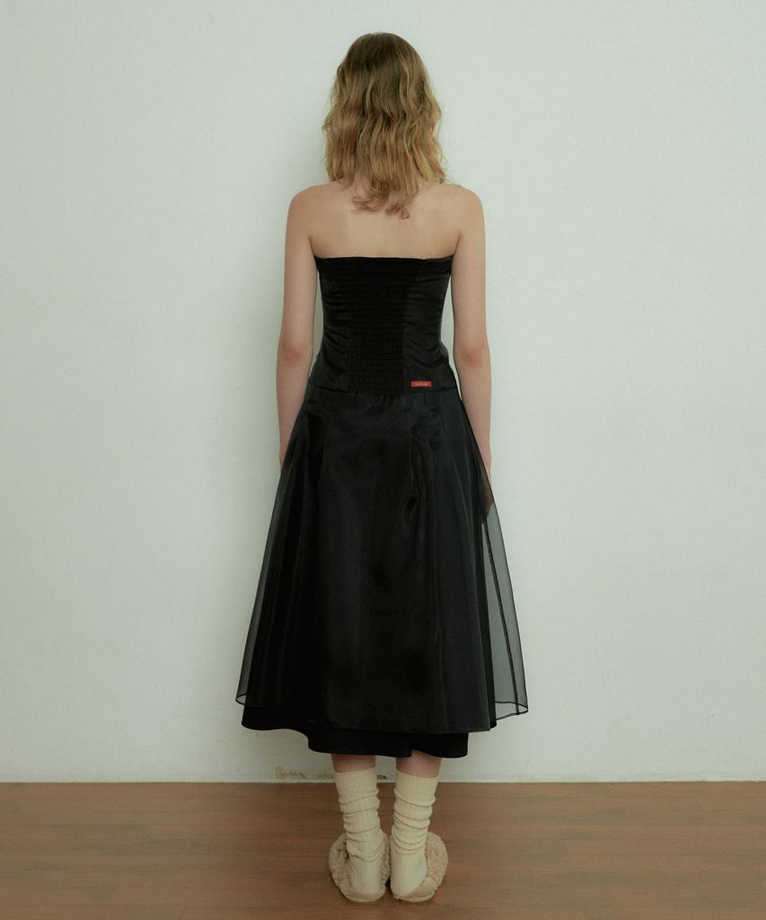 Obeodyupeulleeo Tube Top Organza Dress_Black