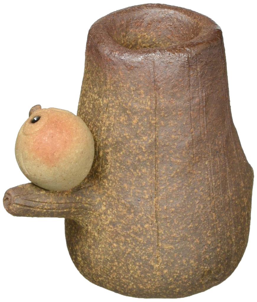 Marui Pottery Shigaraki Ware Hechimon Vase Flower Vase Single Flower Vase Brown with Owl Ceramic MR-M234