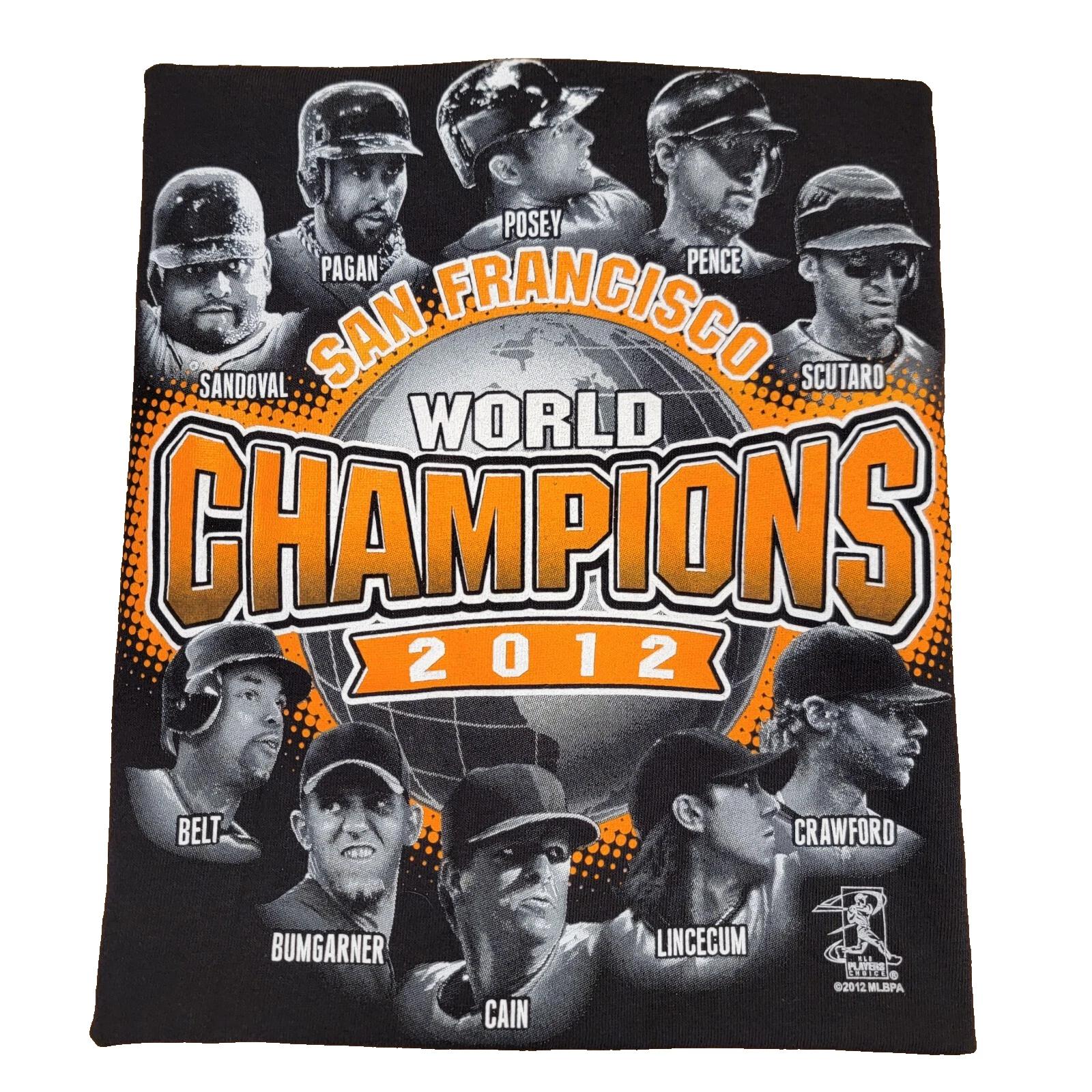 

SF Giants 2012 World Series Champions T-Shirt Men s Large Posey Lincecum Roster 2XL