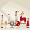 Soft Felt Cloth Santa Clause Reindeer Ornament with Wood Base Plush Wool Felt Christmas Figure Decoration For Tabletop