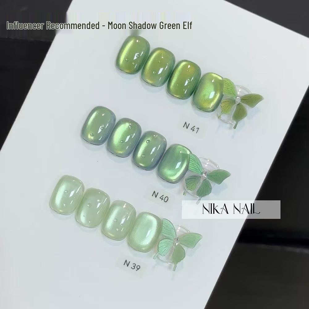 Emerald Green Cat Eye Gel Polish - Moon Shadow Glass Bead Effect