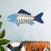 Yousheng Wooden Fish Bone Wall Decor Beach Wood Fish Wall Sculpture Vintage Mediterranean Style Fish Hanging Wall Art for Home Lake House Bedroom