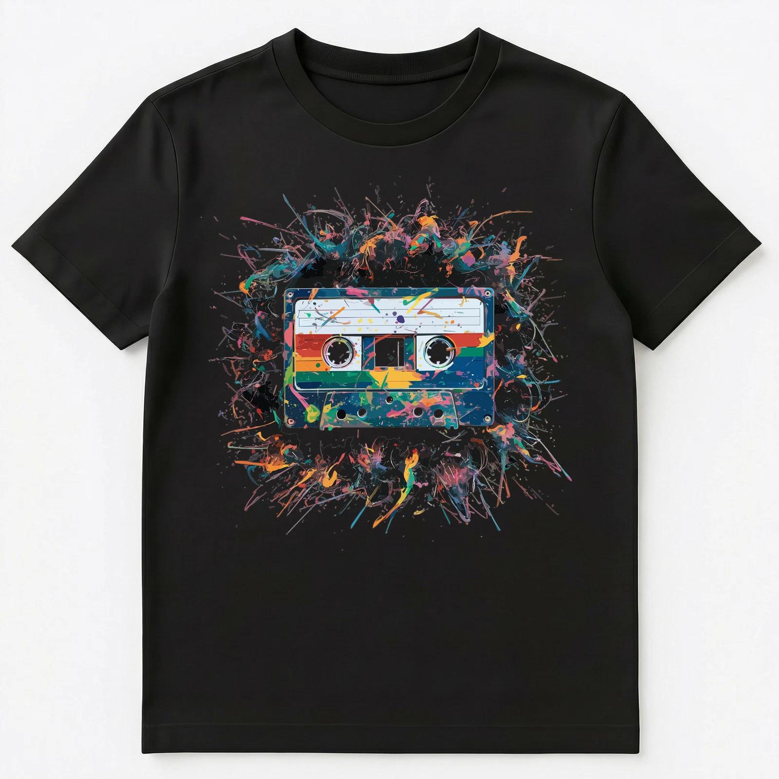 

Colorful Paint Splash Retro Audio Tape Art Graphic Unisex T-Shirt XL