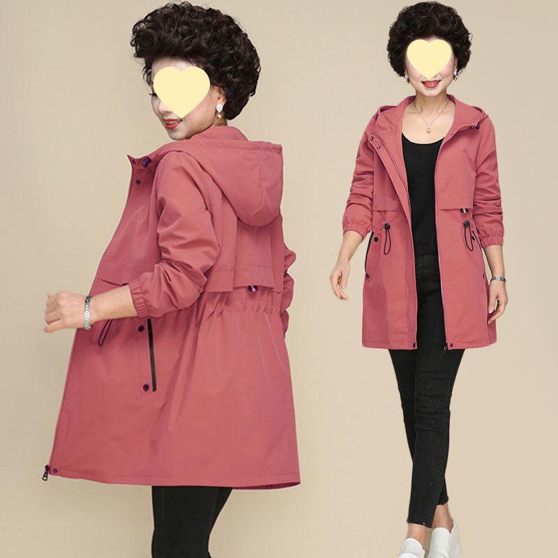 2025 Damen Trenchcoat mit lockerer Passform für Mittelalte & Ältere - Frühling/Herbst Blaue Oberbekleidung