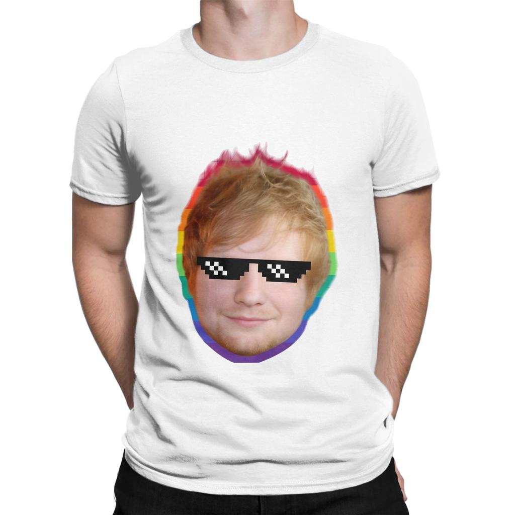 Singer Face And Rainbow Outline Funny 100 Cotton TShirt EEd Sheeran Tops Tees For Unisex