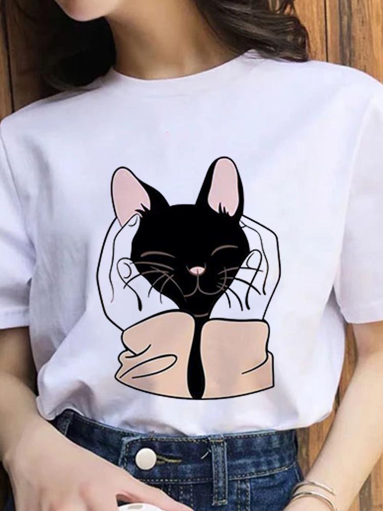 Women Fashion 2022 Cartoon Shirt Print Summer T-Shirts Female Sexy T-Shirt Aesthetic Clothes Summer Tops Trend Graphic T Top