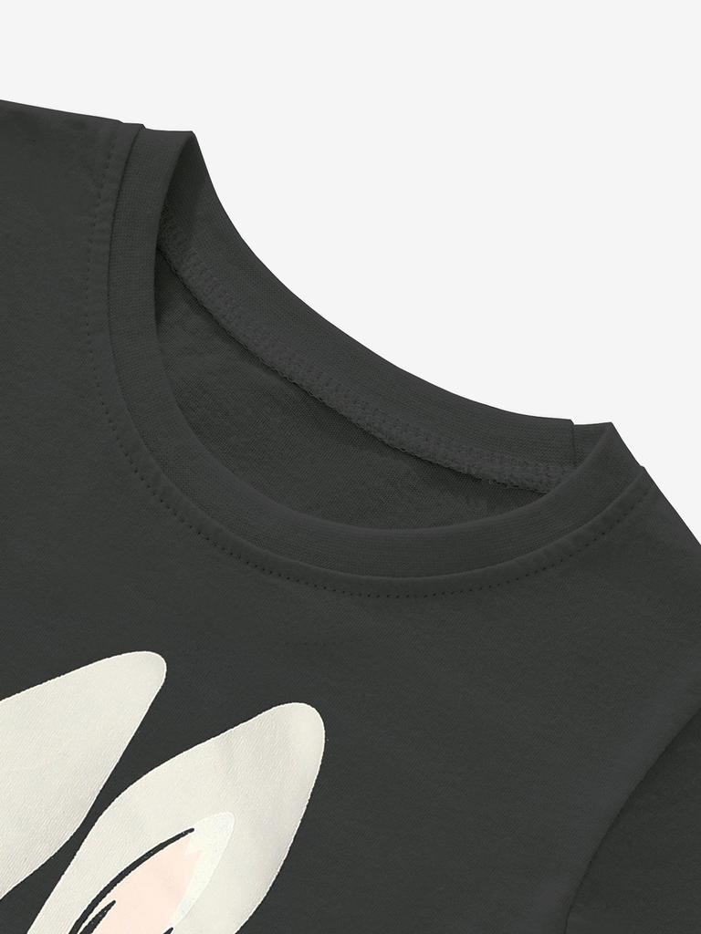 Autumn/Winter Girls' Long-Sleeve Cartoon Rabbit T-Shirt - Casual European & American Style