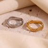 European & American 18K Gold-Plated Retro Wave Ring – Women's Stainless Steel Hand Jewelry