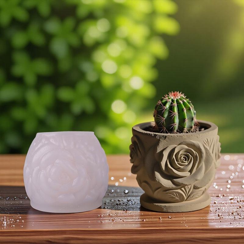 Practical Silicone Resin Mold with Detailed Rose Pattern Silicone Texture Perfect for Handmade Planter Craft Projects