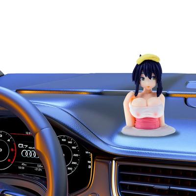 Adornos de coche para niñas, estatua de Anime Kawaii de dibujos animados, salpicadero de coche, figura de muñeca Sexy, decoraciones para coche, Kanako, pecho tembloroso