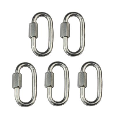 5PCS 304 Stainless Steel D Shape Quick Link Carabiner Lock Ring Hook Chain Rope Connector 5mm 6mm 7mm 8mm For Climbing Camping