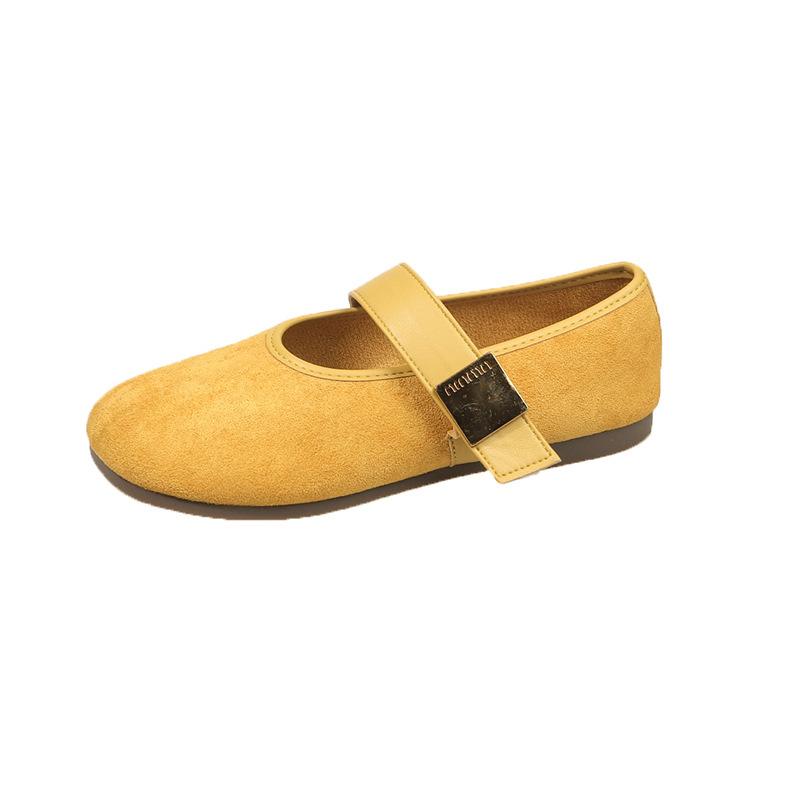 Xiaoxiangfeng shallow mouth Mary Jane single shoe girl 2025 new Velcro temperament fairy ballet flat beanie shoes