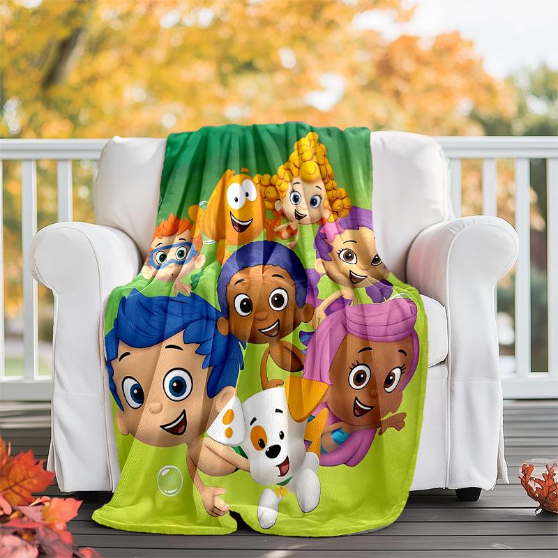 1pc Bubble guppies1 Theme Blanket - Digital Print, Polyester, Cozy for All Seasons, Perfect for Outdoor, and Travel