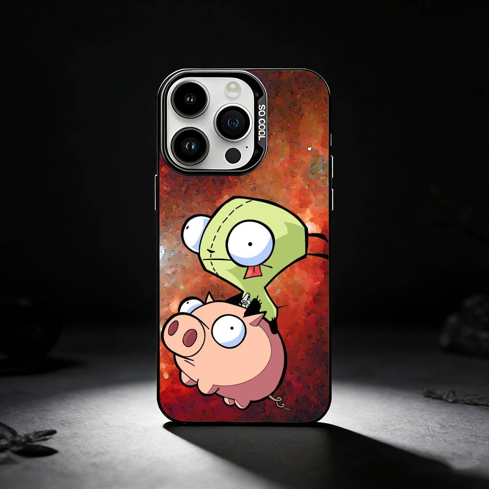 

Cartoon I-Invader Z-Zim Gir Phone Case For iPhone 17,16,15,14,13,12,11 Plus,Pro Max,XS,Colored silver phone case iPhone17