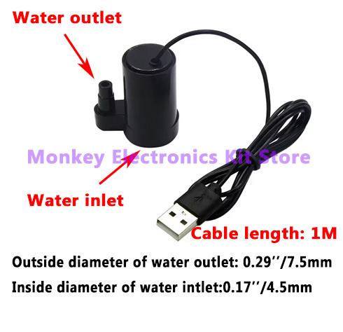 1pcs DC 1-1V USB Micro Submersible Mini Low Noise Brushless Water Pump for Aquariums Fish Tank Pond Fountain Hydroponics Garden