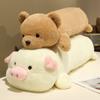 New Cozy Cartoon Animal Plush Throw Pillow Stuffed Warm Piggy Rabbit Bear Raccoon Long Pillow Big Size Sleeping Hugging Toys