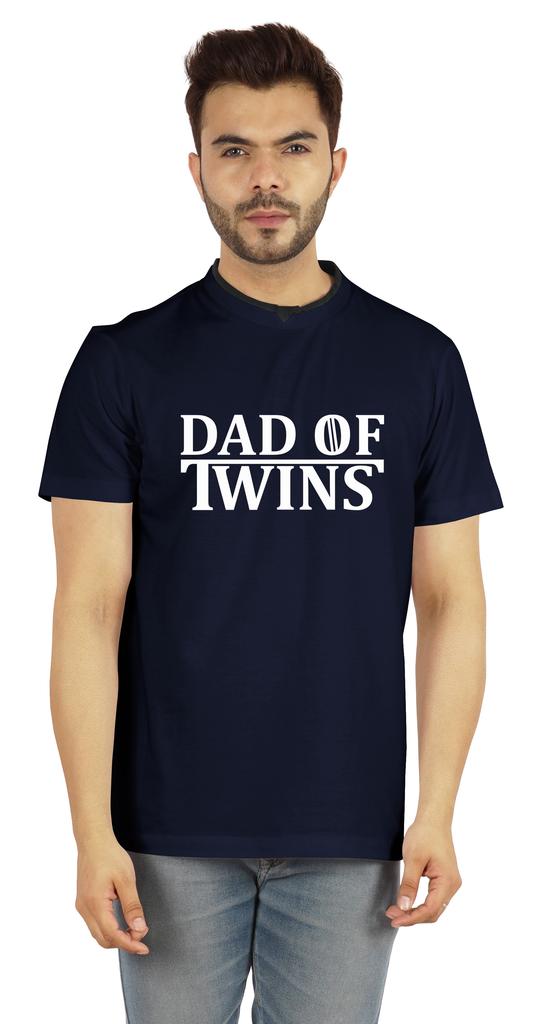 Inkmeso "Dad of Twins" Graphic Tshirt Cotton Jersey Half Sleeve Shirt for