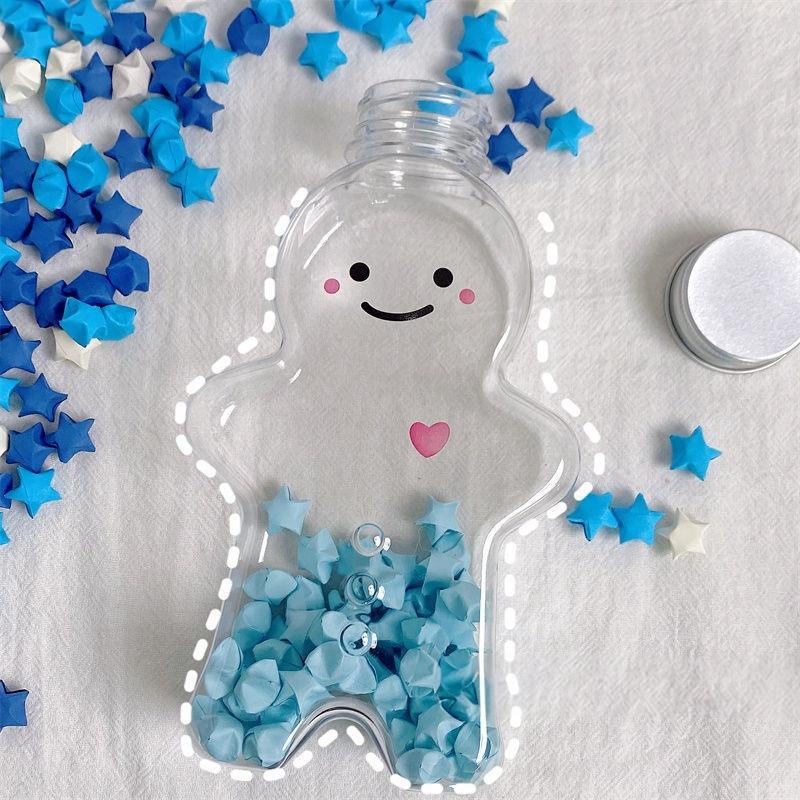 Christmas Bottle Transparent Gingerbread Man Plastic Water Cup Pine Tree Milk Cold Navidad New Year Gifts Drink Cup Xmas Decor