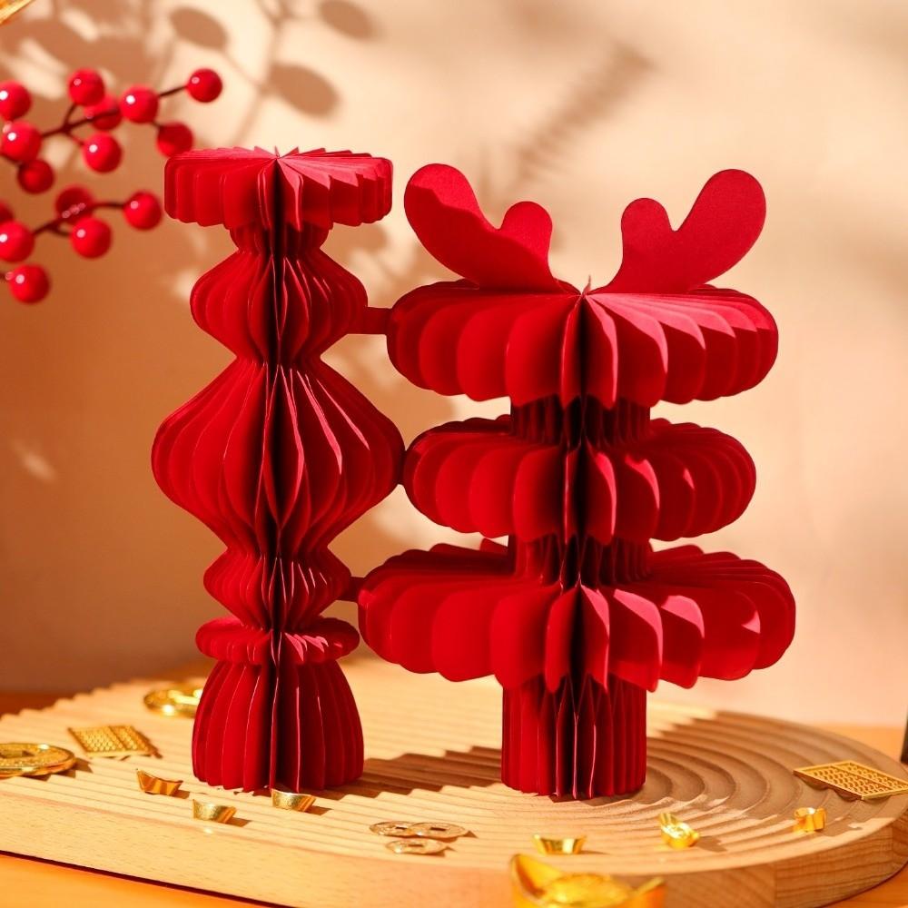 Paper New Year Decorations Red Honeycomb Paper Honeycomb Lantern 2026 Hanging Pendant Patio Decor