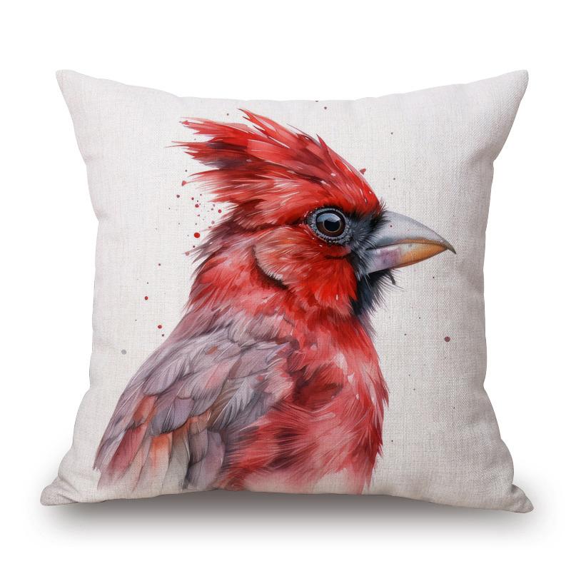European Birds Red Cardinal Flamingo Toucan Duck Hen Parrots Animals Painting Cushion Cover Pillow Case Bedroom Decoration
