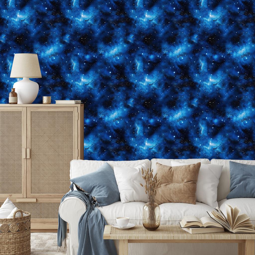Watercolor Galaxy Navy Blue Wallpaper, Clear Detail 50x1000
