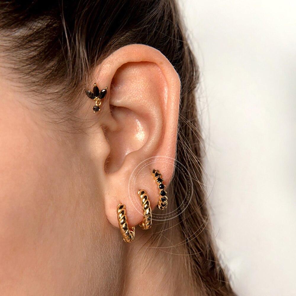 Luxusní nerezové barevné zirkonové kruhové náušnice pro ženy Móda Korejský Huggie Dámské šperky pendientes mujer