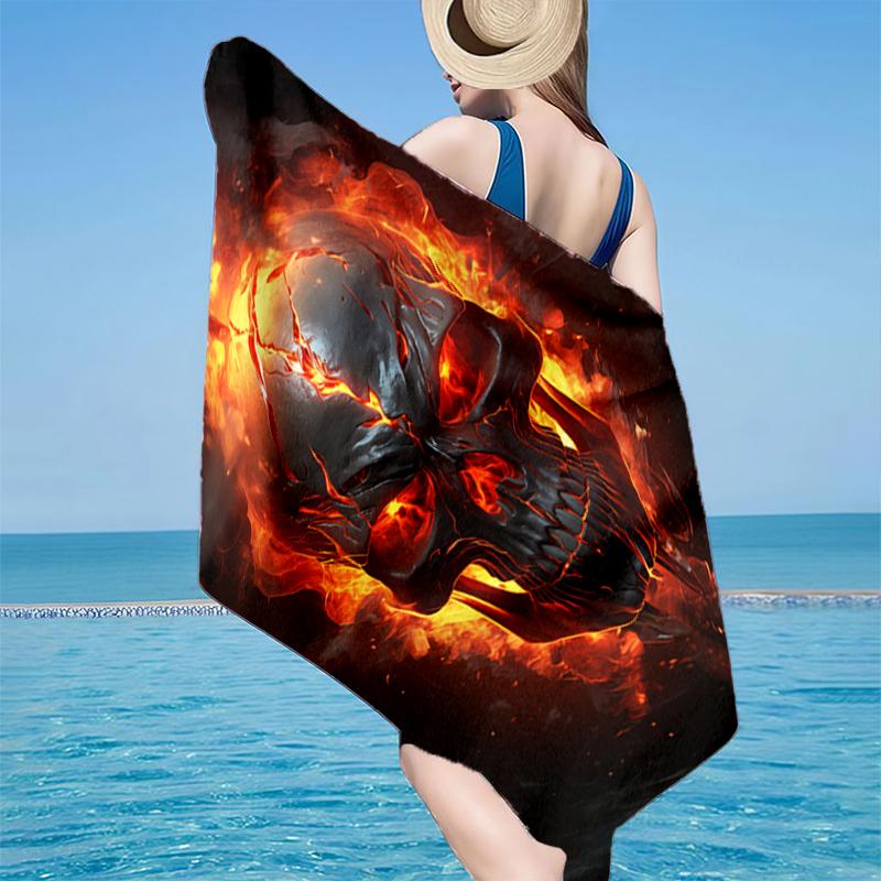 Day Of The Dead Skull Beach Towel, Super Soft Microfiber, Gift for Her/Him, Birthday, for Pool, Beach, Travel, Home Decor Fan gifts