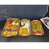 Plastic Rattan Threads Food Serving Tray Wooden Handle Desktop Organizer  Office
