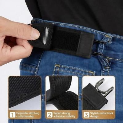 Buckleless Belt Hook Metal Hook Elastic Belt Comfortable Buckleless Waistband with Side Adjustment Quick Storage DIY Utility Belt