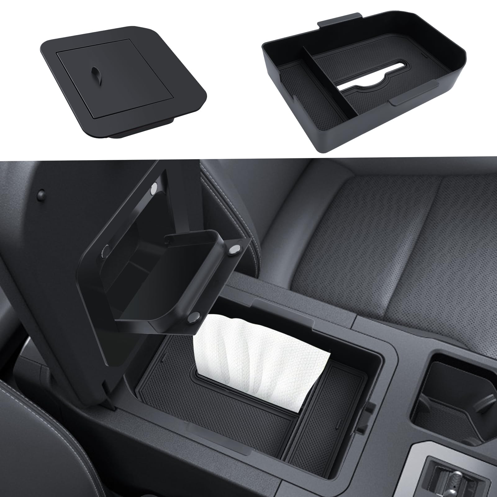 

LANTU Center Console Box for Toyota Land Cruiser 250 Hidden Storage Item ABS Interior Interior Convenient Car 2024 with Rubber Mat 2-Pack Built-in - чёрный