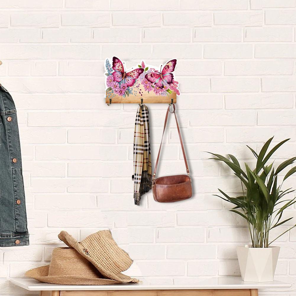 

Butterfly Wood DIY Diamond Painting Hanging Hook No Hole Punching Wall Decor United States