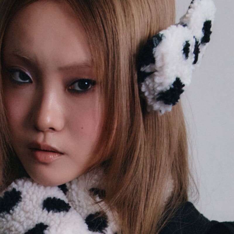 Eireve POLKA DOT FUR BIG BOW BARRETTE (CREAM)