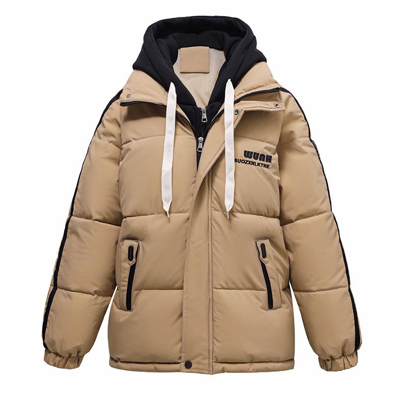 Winter Fake Two-piece Cotton Coat for Women Korean Style Thickened Cotton Jacket Striped Winter Cotton Coat Thickened Jacket