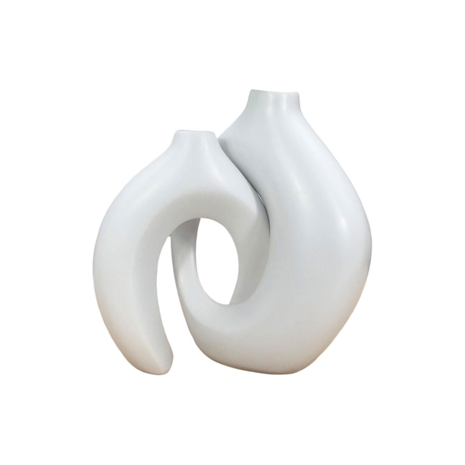 

2PCS European Style Small Split Vase Modern Creative Abstract Ornaments Home Dried Flower Vase One Size белый