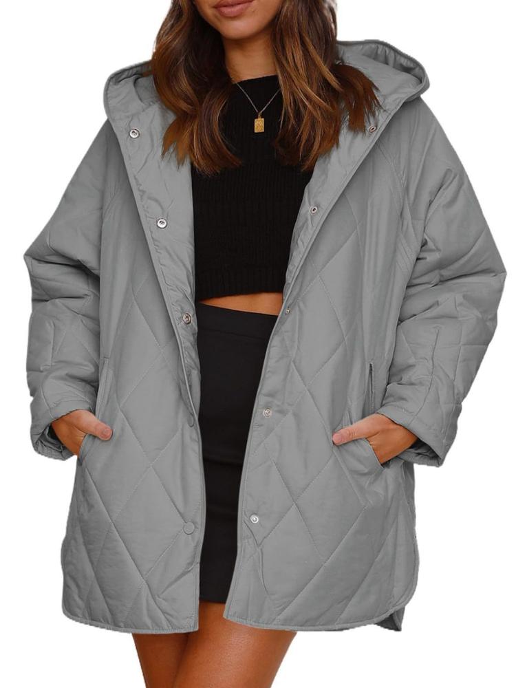 Palton lung pufos kaki cu glugă pentru femei, cu opțiuni multicolore