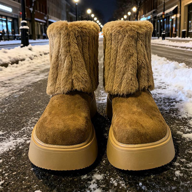 

Women s thick-soled winter lightweight warm winter cold padded snow boots non-slip wear-resistant casual sneakers cotton boots fur shoes 40 верблюд