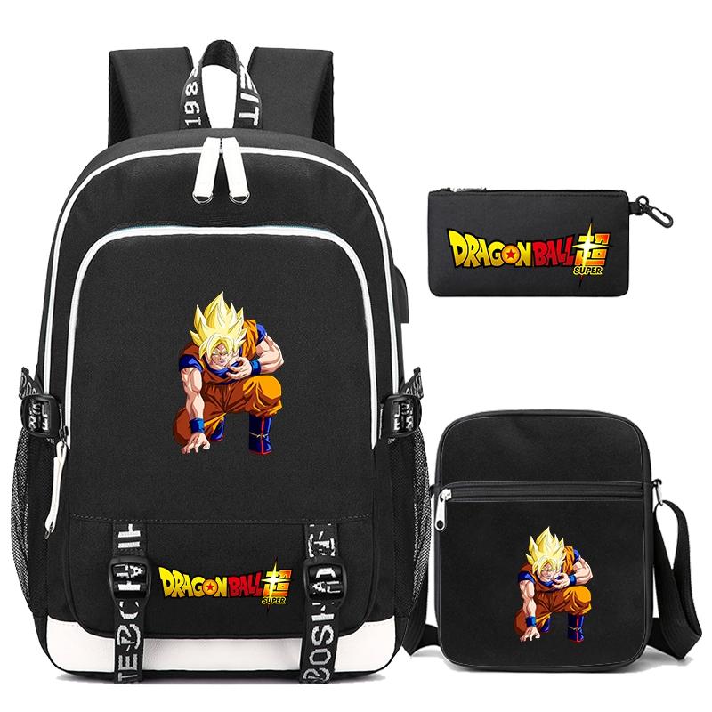 3Pcs/set Dragon Ball Printed Bag Laptop Backpack Messenger Bag for Girl Boy Teenager Schoolbag Men Women Leisure Travel Leisure Bag Rucksack Mochila