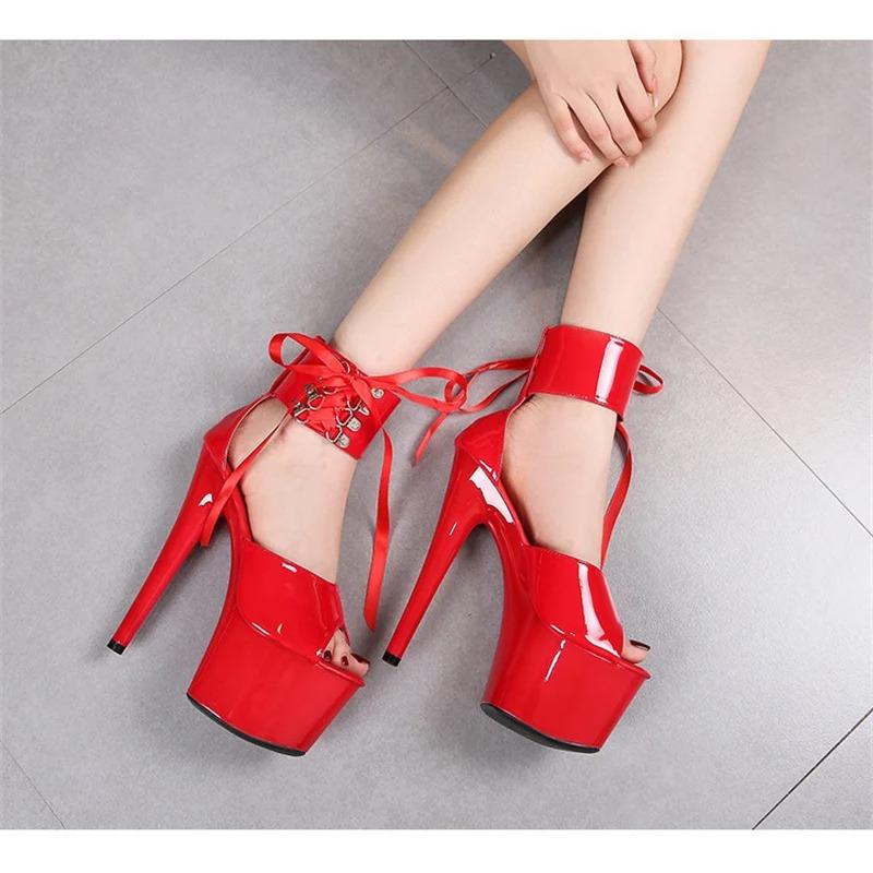 2026 Knöchel Schnürung Plateau Damen Sandalen Mode Peep Toe Fetisch Dünne Hohe Absätze Nachtclub Stripper Bankett Damenschuhe