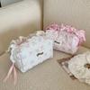 Bowknot Bow Cosmetic Bag Desktop Storage Wrinkled Edge Korean Style Pencil Case Wash Pouch Ins Style Bow Pencil Pouch