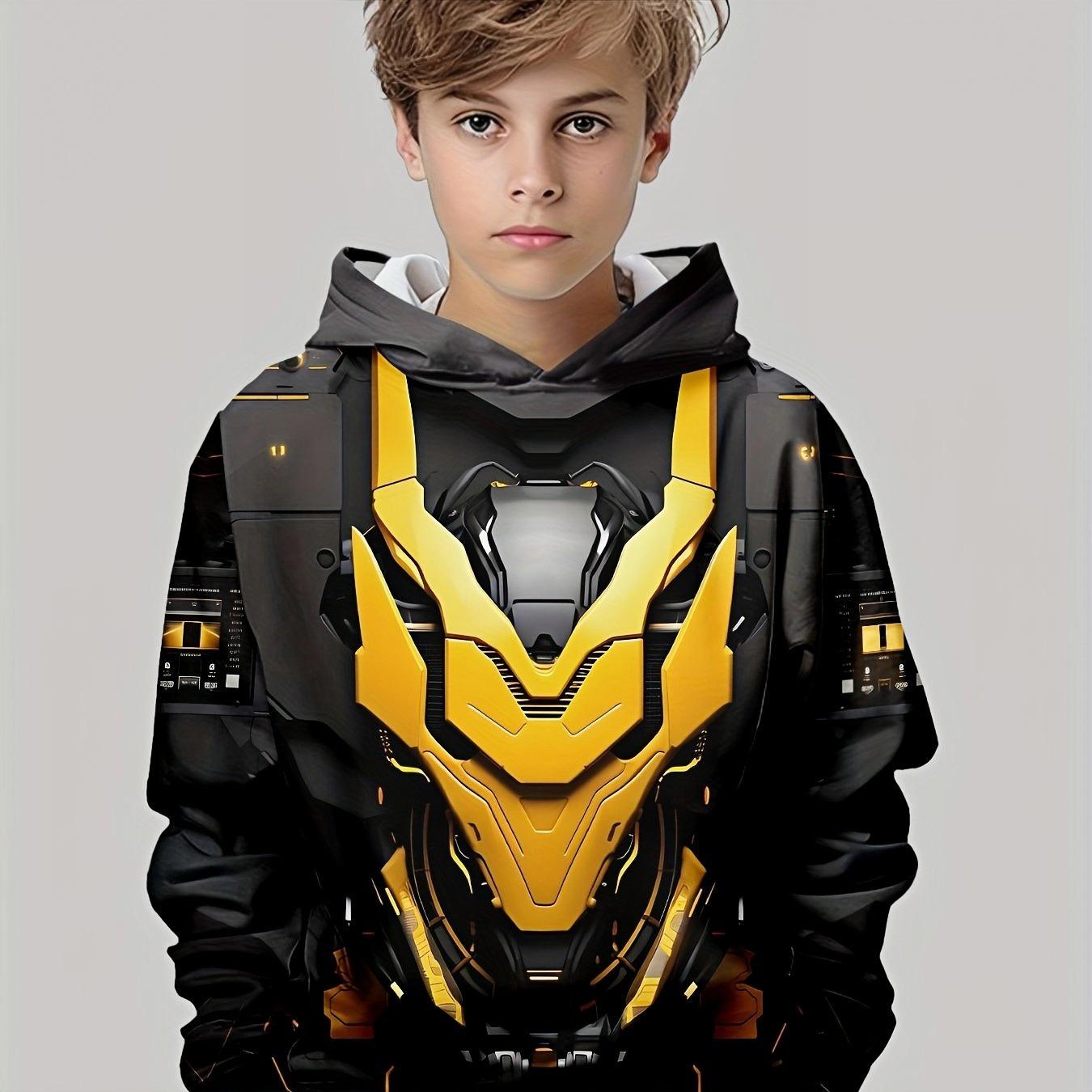 

Модная повседневная футболка с длинным рукавом для мальчиков с 3D-принтом, весенне-осенний уличный худи 13-14Y