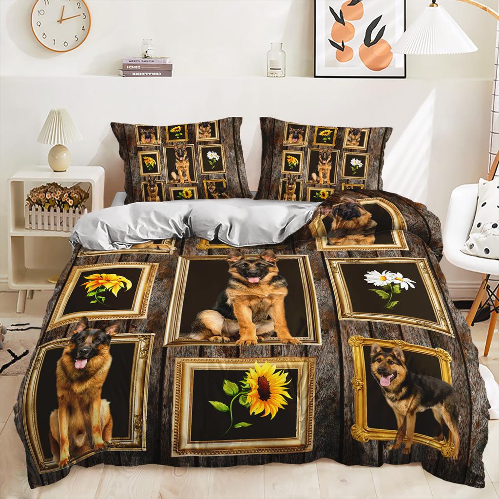 Three-Piece Sunflower Quilt Cover Digital Printing Kit Bedding