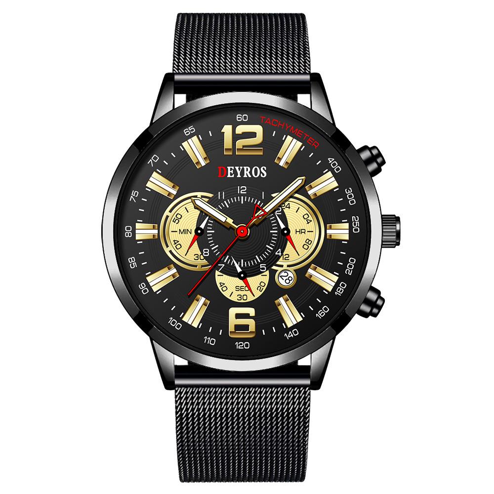 Men'S Watch Fashion Student Calendar Luminous Quartz Movement Watch
