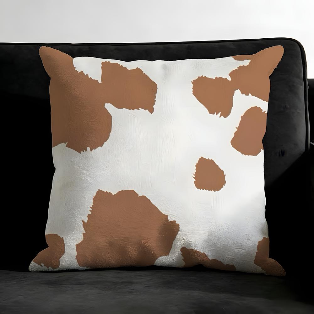 Brown White Cow Hot Cushion Cover Pillowcase Ultra Soft Skin Friendly Fabric Cloud Like Comfort & Concealed Zipper