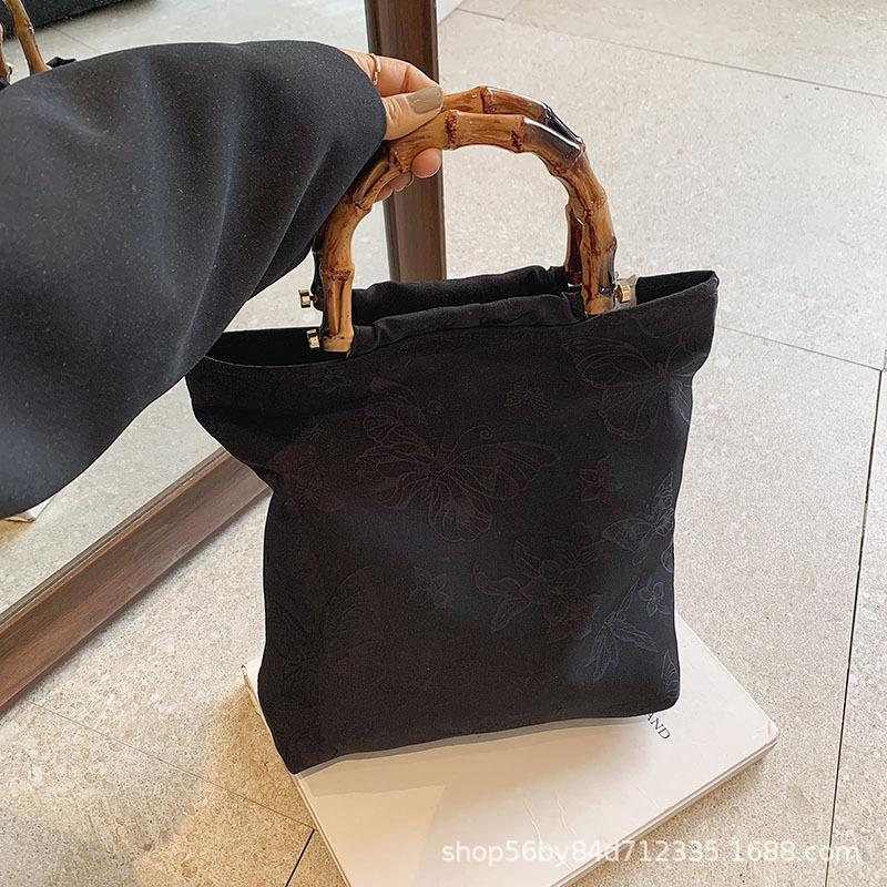 High-end Niche Bag Women's 2025 Spring and Summer New Xiaoxiangfeng Wooden Handle Portable Bucket Bag