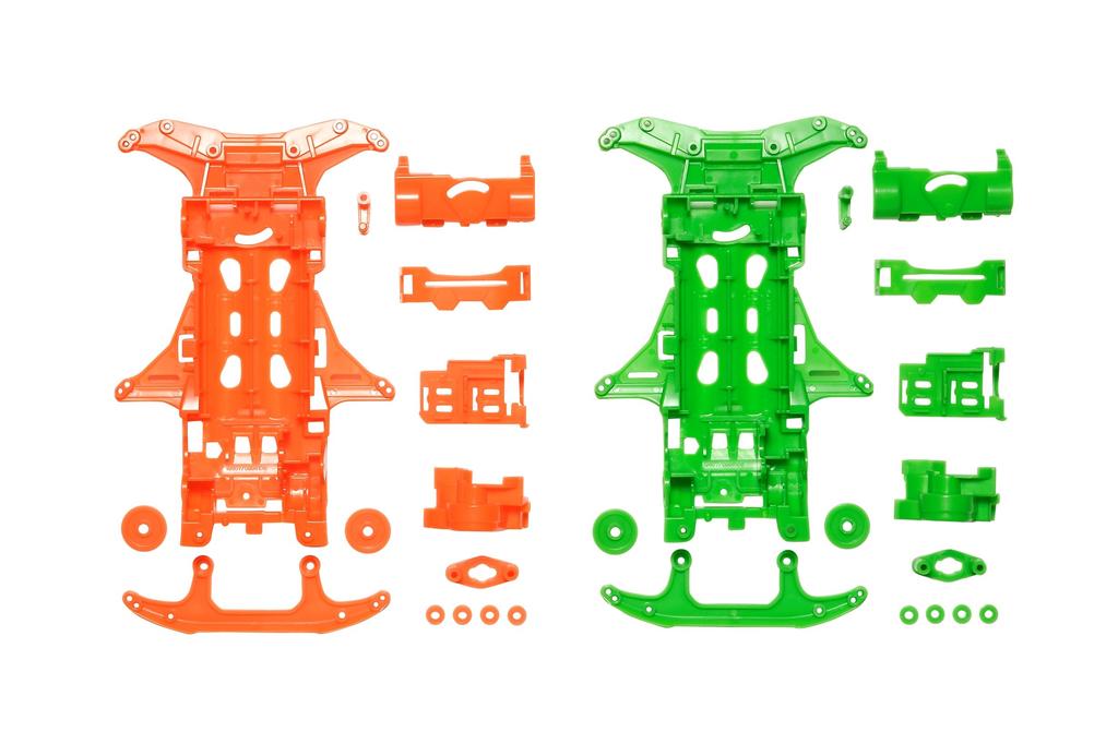 Tamiya Mini 4WD Limited Series VS Fluorescent Color Chassis Set 94839 (Orange/Green)