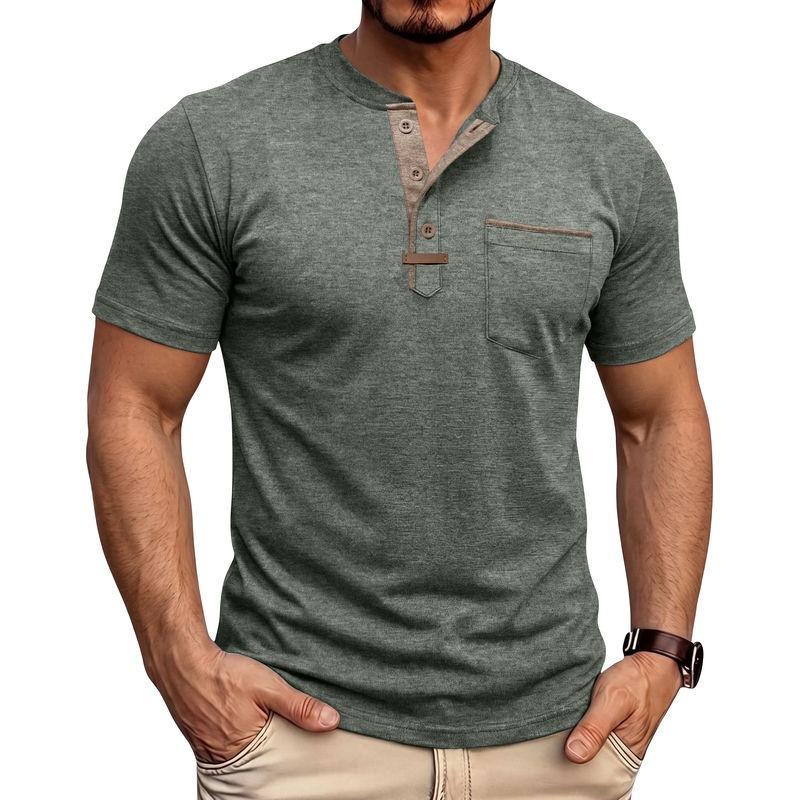 Men S Casual Short Sleeve Henley Neck T Shirt