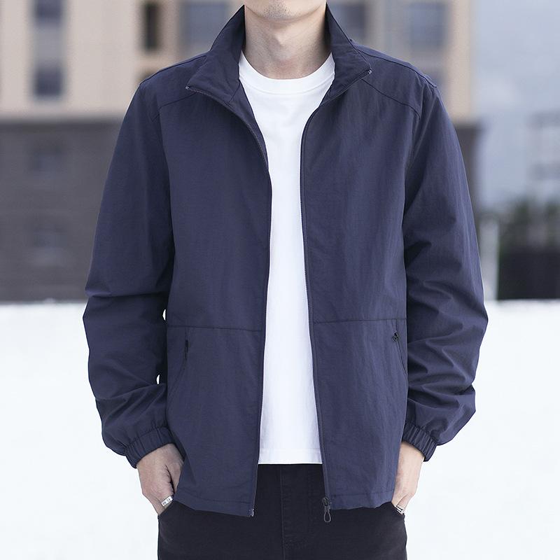 Kurtka Męska Cienka Stójka Oversize Kurtka dla Grubasa Męska Wszechstronna Luźna Góra