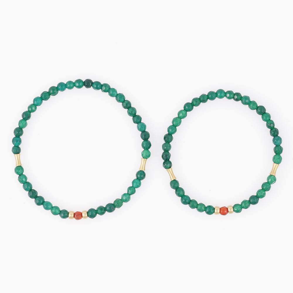 Jbans Classic Red Point Green Cut Agate Gemstone Bracelet (C2501Ac1240_Gn)