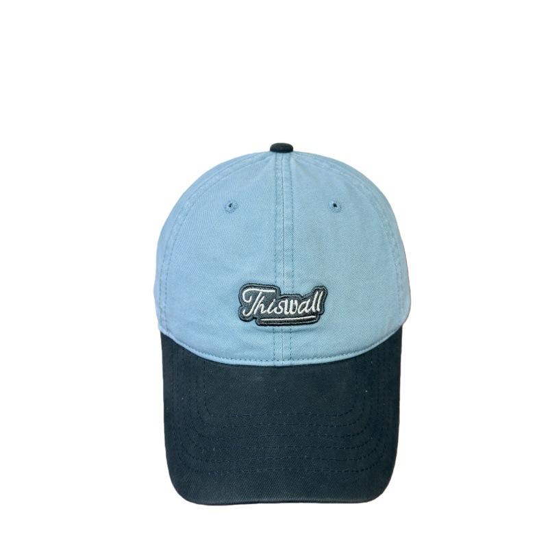 Washed Cotton Soft Top Embroidered Letter Baseball Hat Men's and Women's Fashion Versatile Big Head Curved Brim Showing Face Small Peaked Cap